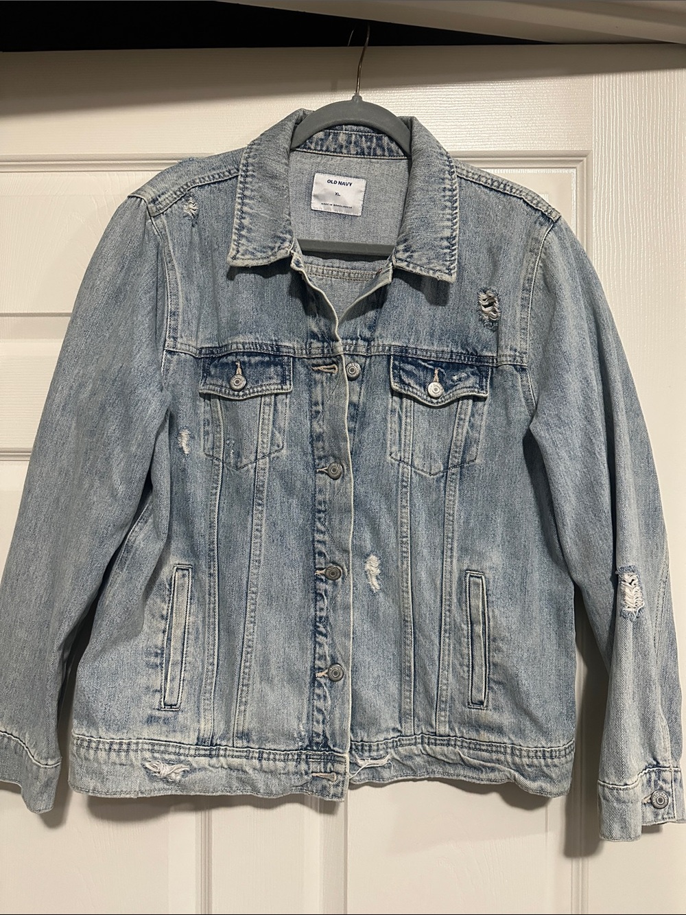 Old Navy Light Blue Distressed Women's Denim Jacket